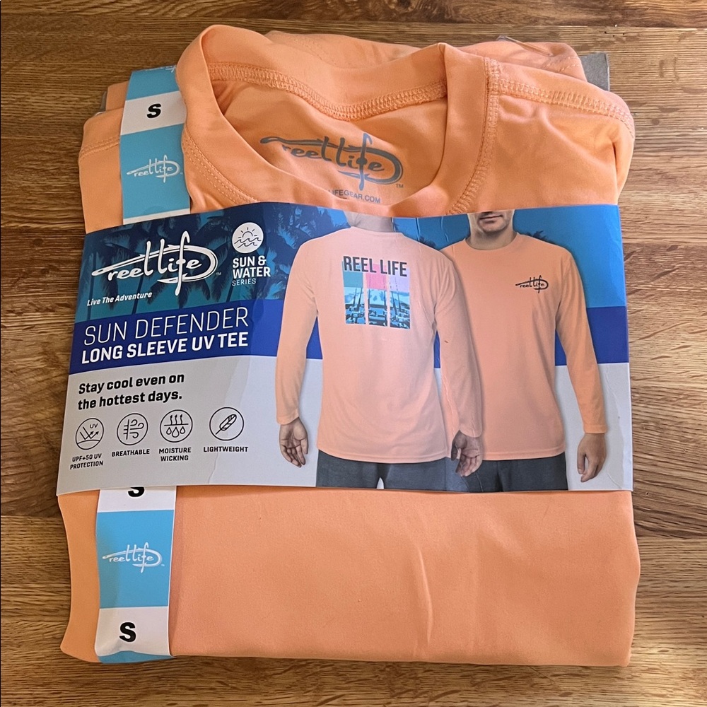 Reel Life Men's Orange Long Sleeve UV Tee